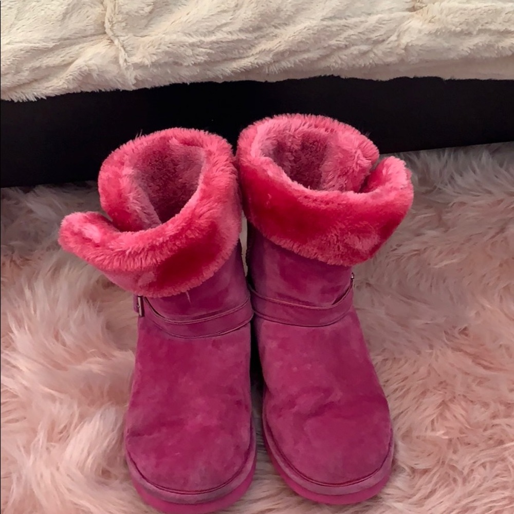 PINK FURRY LAM BOOTS